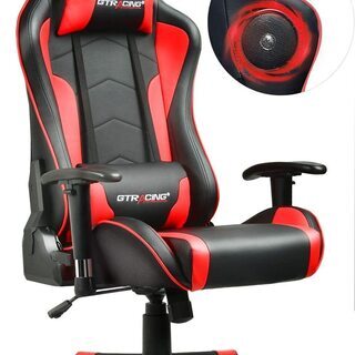 新品/1年保証】GTRACING ゲーミングチェア スピーカー付き グレー 完全