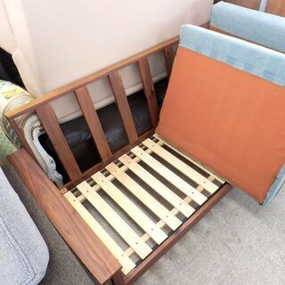 ▶3人掛けソファ 家具の大丸 グリルⅡ 幅180cm×奥行89×高さ81cm 座面高41cm ファブリック ウォールナット アカシア デニム 無垢材 家具 札幌 西野店