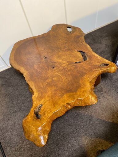天然木　一枚板　ローテーブル　年輪　座卓　ちゃぶ台　難あり　直接引取限定