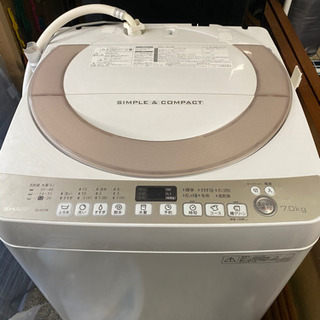(取引中)SHARP 全自動洗濯機　2016年製7kg/3kg