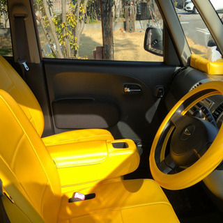 2006年式ダイハツタント専用設計シートカバーフルセット黄色オシャレ 