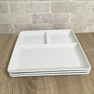 【ネット決済】【3枚セット】仕切りのある白い陶器皿