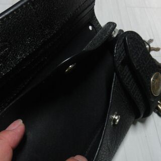 美品【栃木レザー】シャークレザー（鮫革）+真鍮製ウォレットチェーン