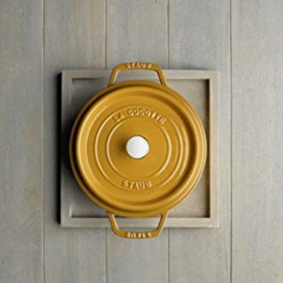 【新品・未開封】staub ストウブ  ココット ラウンド マスタード 22cm  両手 ホーロー 鍋 IH対 La Cocotte Round