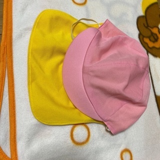 カラー帽子　ピンク／黄色