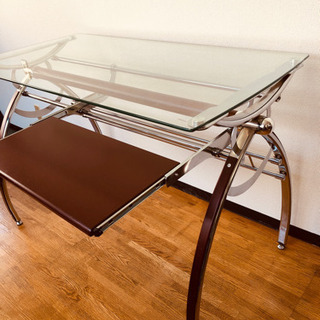 強化ガラス天板デスク（机）テーブル 1台 シンプルモダン