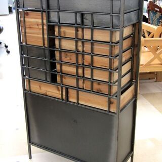 美品!! 札幌市内近郊 自社配送限定 KARE/カレ アートファクトリー キャビネット 82190 W765xH1325 多収納 アンティーク インテリア