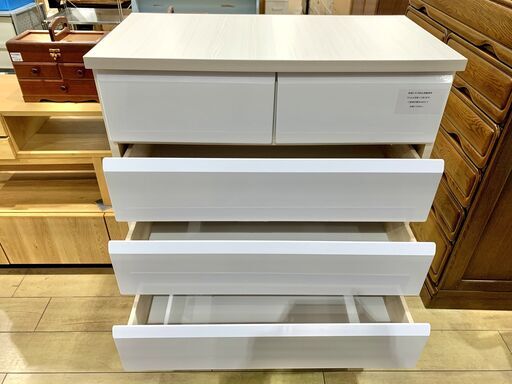 ☆オシャレ ホワイト チェスト ワイド 4段 収納☆119×44×91☆配達可能