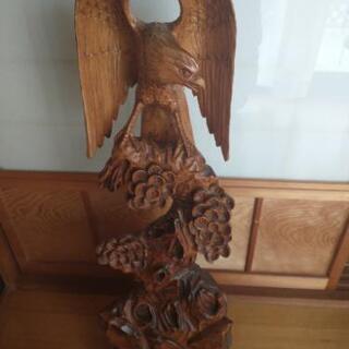 置物 オブジェ 鷹 木彫り