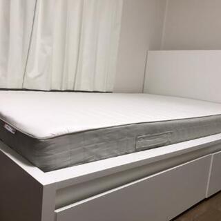 【ネット決済・配送可】IKEA セミダブルベッド,マットレス