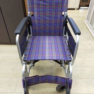 休日限定 車いす 車椅子☆介助用☆カワムラ☆チェック柄/ネイビー×レッド その他
