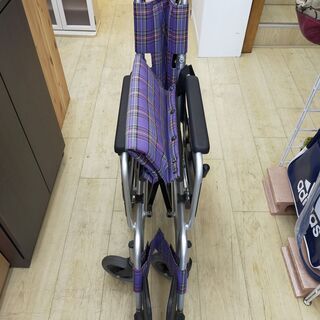ファッション通販 車いす 車椅子☆介助用☆カワムラ☆チェック柄/ネイビー×レッド その他