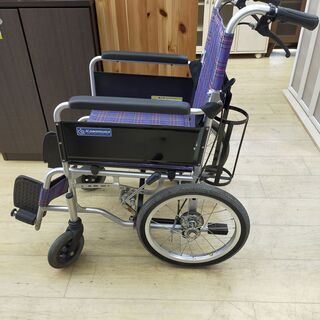 車いす 車椅子☆介助用☆カワムラ☆チェック柄/ネイビー×レッド