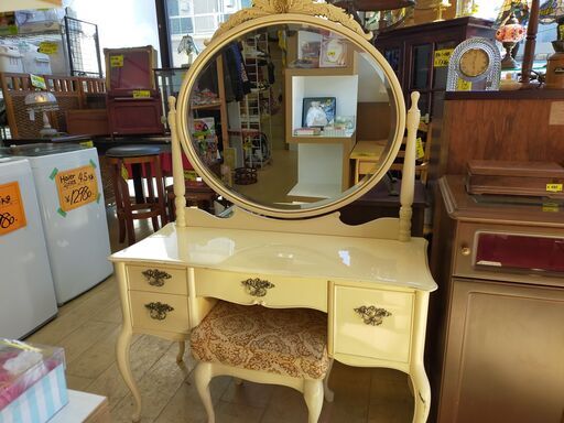 アンティーク家具 レトロ家具☆ドレッサー  France Mirror☆95×39×138☆イスほつれ有☆配達可能 買取帝国 朝霞店