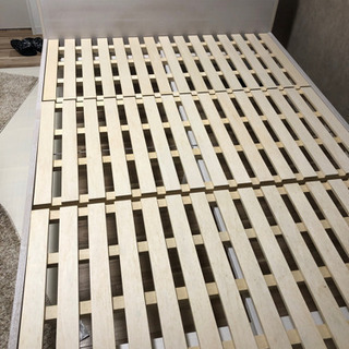 木製ベッド ダブル 高さ調整可能！収納棚付き！北欧調すのこベッド