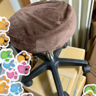 【お値下】丸椅子 ブラウン 茶 高さ調整可 カバー付 チェアー