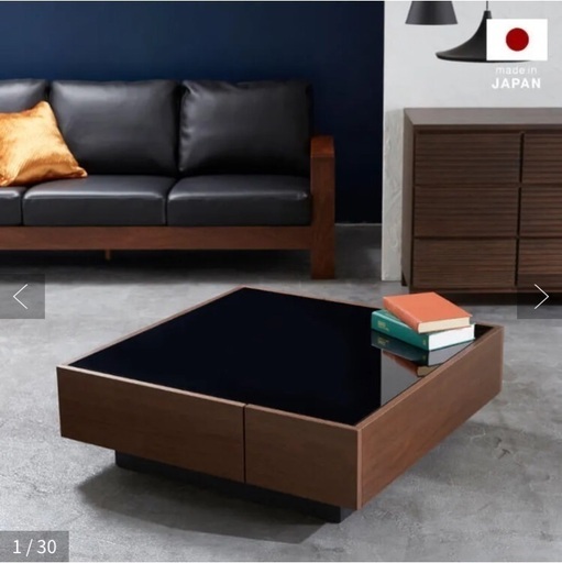 ロウヤ　LOWYA ガラステーブル　テーブル　ローテーブル　日本製　ナチュラル　ブラック　家具　引き出し付き