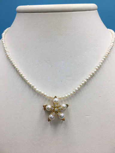 本真珠と18金のペンダントブローチ
