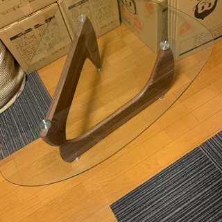 ガラス　木目　テーブル