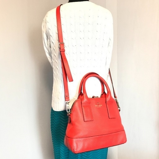 ケイトスペード kate spadeオレンジレッドレザー2wayショルダーバッグ