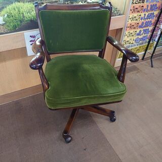 おまけあり】カリモク・コロニアル・モスグリーン・キャスターチェア