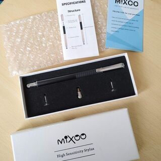 Mixoo スタイラスペン タッチペン 黒 2Wayモデル 交換式