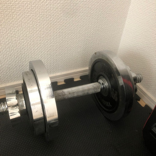 ダンベル、フラットベンチ、ラバープレートセット