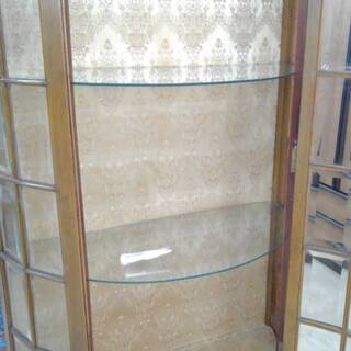 アンティーク家具 年代物！ クラシカルガラスキャビネット 幅44cm 奥行89cm 高さ182cm