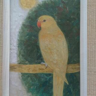 【30％OFF】 高原綾 「語るインコ」「月のインコ」絵画作品 2点セット その他