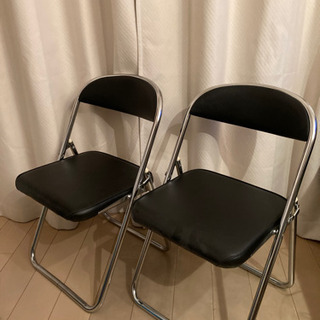 【ネット決済】折りたたみ　パイプ椅子２脚　黒