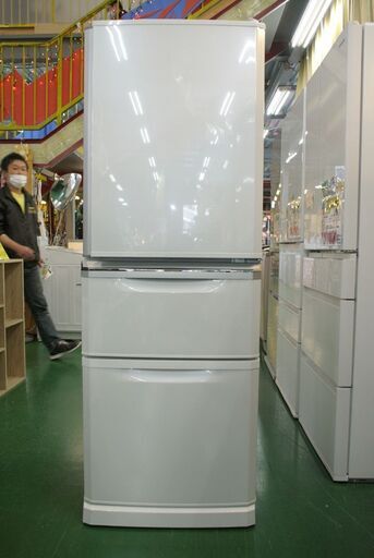 三菱 335L 3ドア冷蔵庫 MR-C34D-W 2018年製。当店の不具合時返金保証6ヶ月付き。