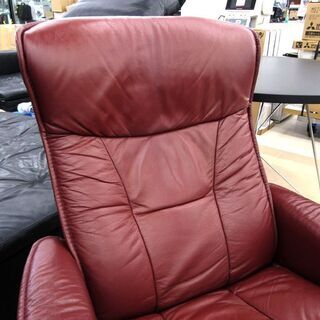 札幌市/清田区 EKORNES/エコーネス ストレスレスチェア オットマン付 1人掛け リクライニング シングルソファ ワインレッド 2個口発送