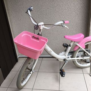子供用自転車　18インチ　白　ピンク　すぐ乗れます
