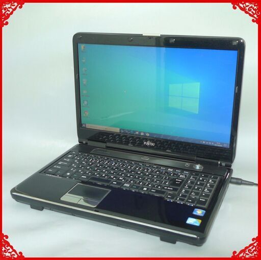 送料無料 ノートパソコン 中古動作良品 15.6型 富士通 NF/E50 Core2Duo 4GB 320GB DVDRW 無線 Windows10 テンキー LibreOffice ブラック
