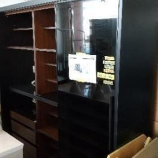 お得 食器棚 黒 幅182 高さ200 奥行き56 40703