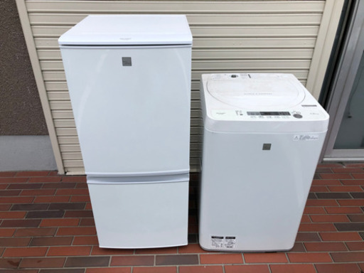 配送可■家電2点セット 2018年製 SHARP 冷蔵庫 洗濯機 シャープ ホワイト