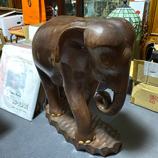 象　木彫り　置物　縁起物