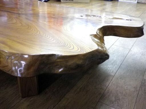 無垢材 座卓 一枚板 幅161.5×奥行108×高さ35～70㎝ 食卓テーブル 2WAY  