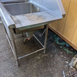 ソイルドシンク １槽シンク ダスト付き 調理台 蛇口3個付き 流し台 業務用 厨房