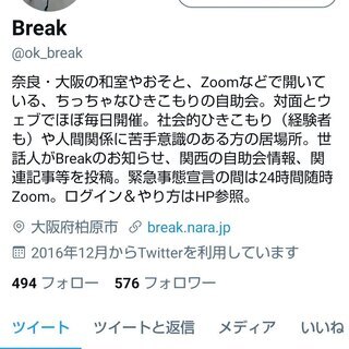 Break ～和室やおそと、Zoomでやってる、ひきこもりの自助会～【2021年3月の開催予定】 - 友達