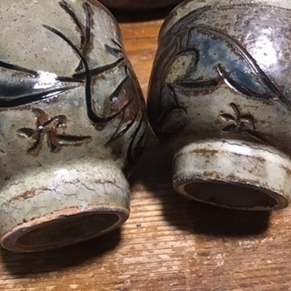 値下げ❗️ 人間国宝 金城次郎 湯呑み2個セット 笑う魚紋 海老紋 やちむん