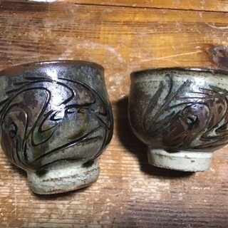 値下げ❗️ 人間国宝 金城次郎 湯呑み2個セット 笑う魚紋 海老紋 やちむん