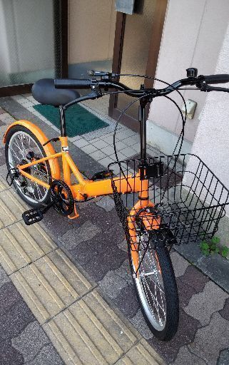 20吋 折り畳み自転車 外装6段/オレンジ