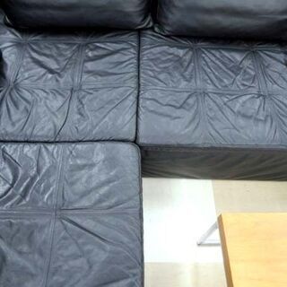 札幌市/清田区 BoConcept/ボーコンセプト カウチソファ MEZZO/メッツォ ブラック 黒総本革 レザー L字ソファ コーナーソファ 3分割 北欧家具