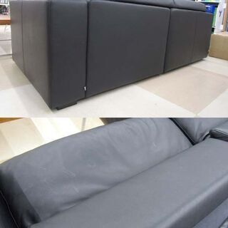 札幌市/清田区 BoConcept/ボーコンセプト カウチソファ MEZZO/メッツォ ブラック 黒総本革 レザー L字ソファ コーナーソファ 3分割 北欧家具