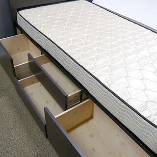 〇 札幌 シングルベッド 引出し×4 マットレス厚さ160㎜ 収納付 