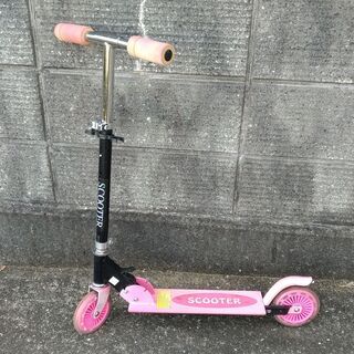 折りたたみキックボード キッズスクーター ピンク 子供用 ハンド...