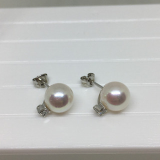 本真珠とダイヤモンドのピアス