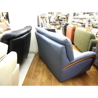 2人掛けソファー 幅130 レザー調 合皮 ブルー 青 長椅子 いす イス リビング 応接 オフィス ２P 肘掛け ひじかけ 札幌 厚別 2人掛けソファー 幅130 レザー調 合皮 ブルー 青 長椅子 いす イス