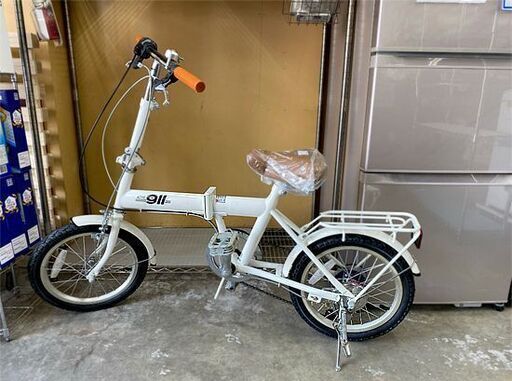 保管未使用品 ミムゴ 16インチ 折りたたみ自転車 ホワイト ベル付 